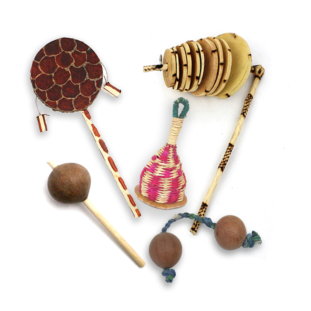 【アフリカ楽器スターターズセット】アフリカ音具5点セット　10