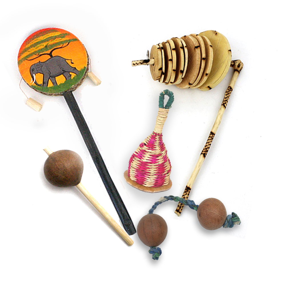 【アフリカ楽器スターターズセット】アフリカ音具5点セット　10B