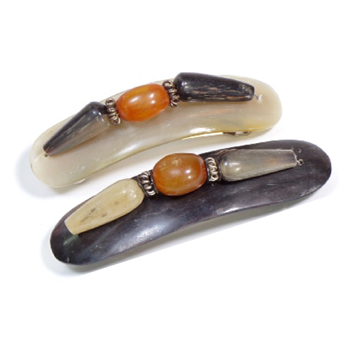 牛角アンバー付髪留め