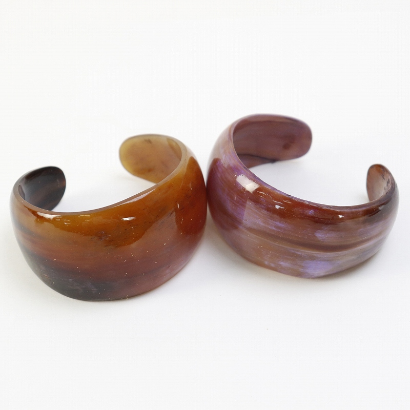 牛角バングル 白ベース紫