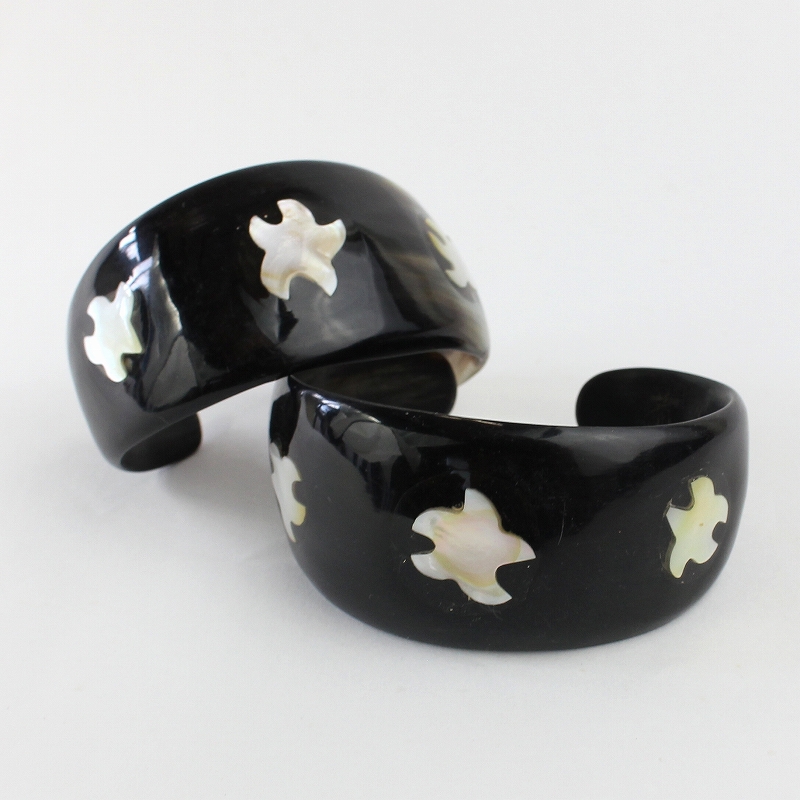 牛角バングル  螺鈿  BRN ナチュラル系・ブラック系\3000→\2000