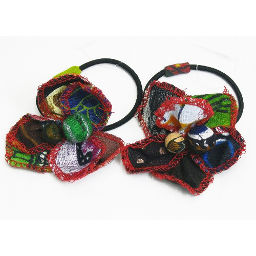 アフリカ布花髪留め アソート