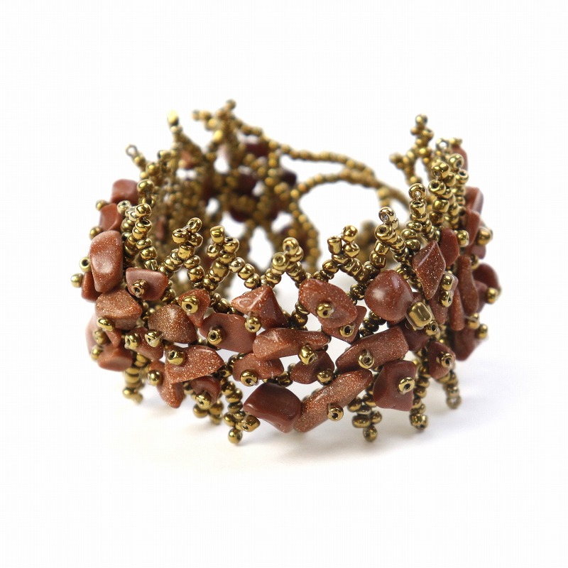 石ビーズブレスレット 茶