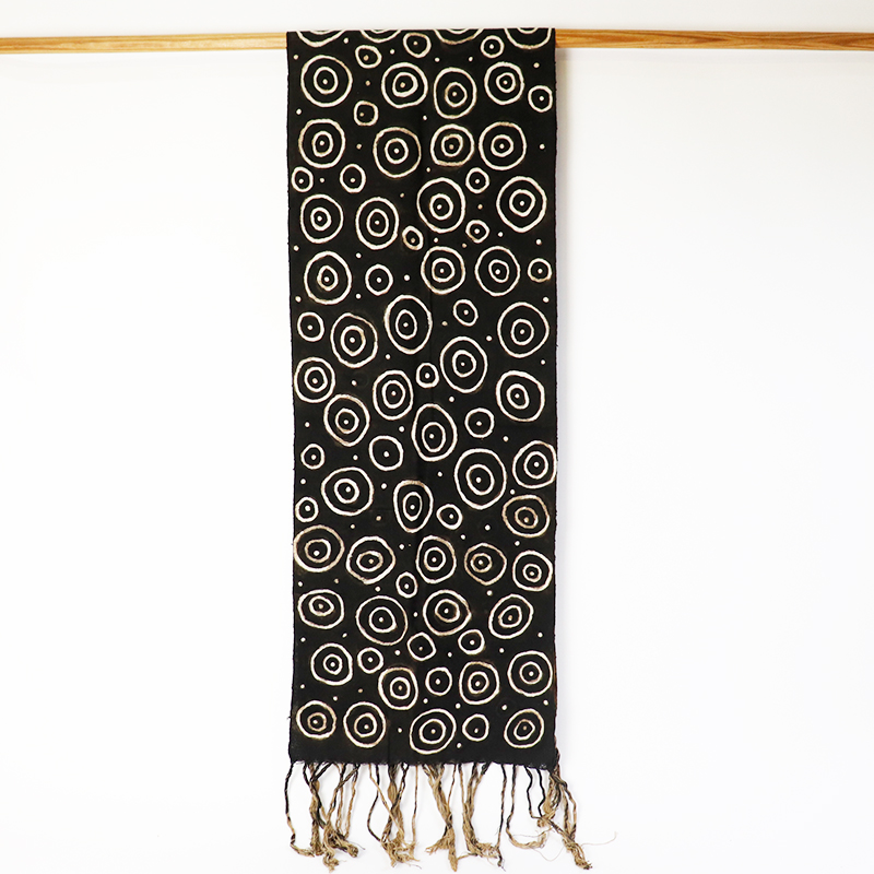 泥(藍)染薄布ショール　102