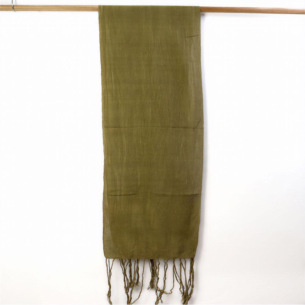泥染草木染手織り薄布ショール・ランナー 一点物 035