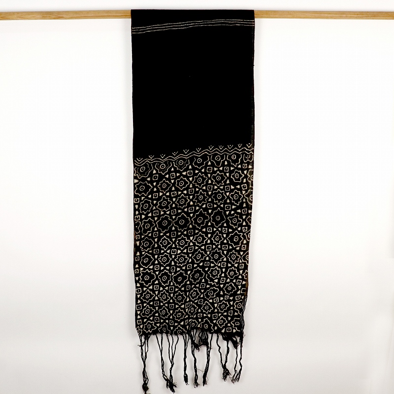 泥染草木染手織り薄布ショール・ランナー 一点物 1908