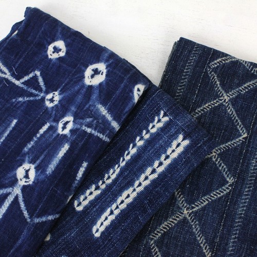 藍染布 古布 中 柄あり　柄アソート