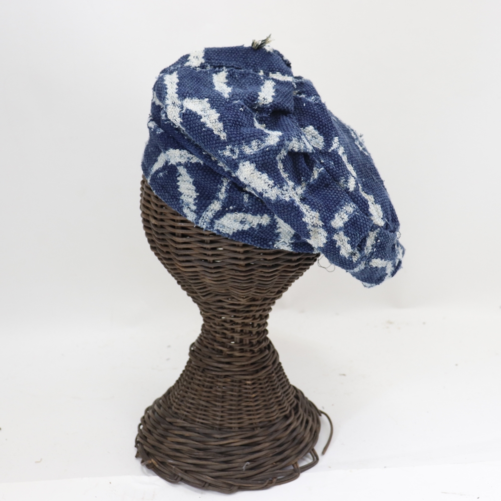 バミレケ藍染布NDOP 変形ベレー帽