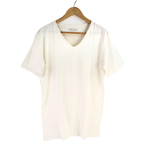 オーガニックコットンTシャツ　メンズVネックL　白SZ織