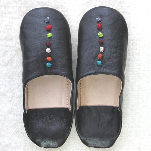 バブーシュ無地 カフス付 S1黒 39/43