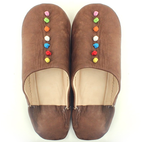 バブーシュ無地 カフス付 S12薄茶 39/43