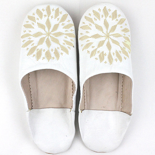 バブーシュ刺繍 S2白x102ベージュ