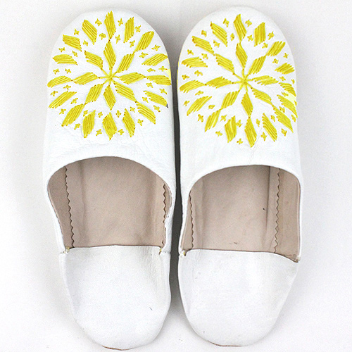 バブーシュ刺繍 S2白x201レモン