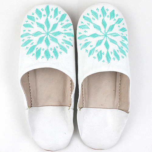 バブーシュ刺繍 S2白x901薄ミント