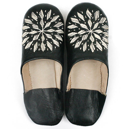 バブーシュ刺繍バブーシュ S1黒x000白