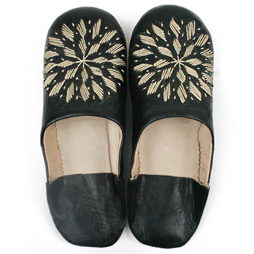 バブーシュ刺繍 S1黒x104ベージュ