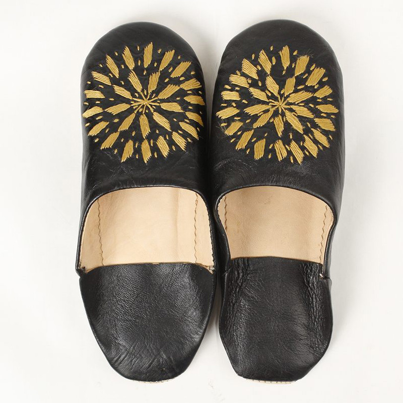 バブーシュ刺繍 S1黒xターメリック