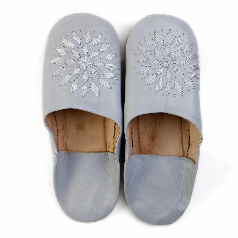 バブーシュ刺繍 F5ゆきぐもx103グレー