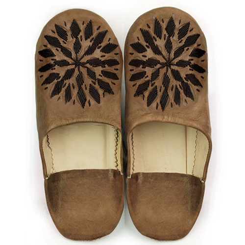 バブーシュ刺繍 S12薄茶x404焦げ茶