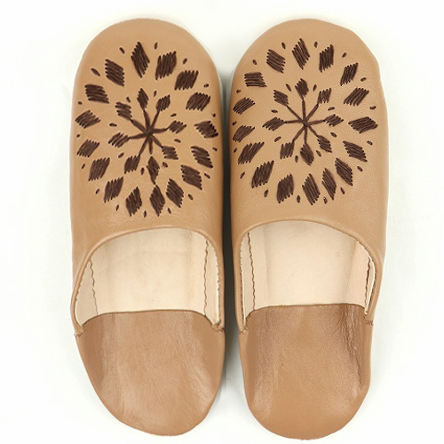 バブーシュ刺繍 F2カフェオレxこげ茶