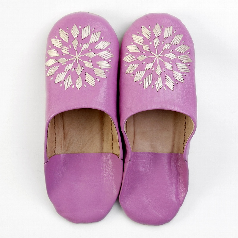 バブーシュ刺繍 F7ピンクx101ベージュ