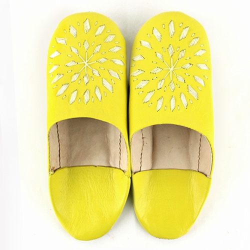 バブーシュ刺繍 S4黄x白