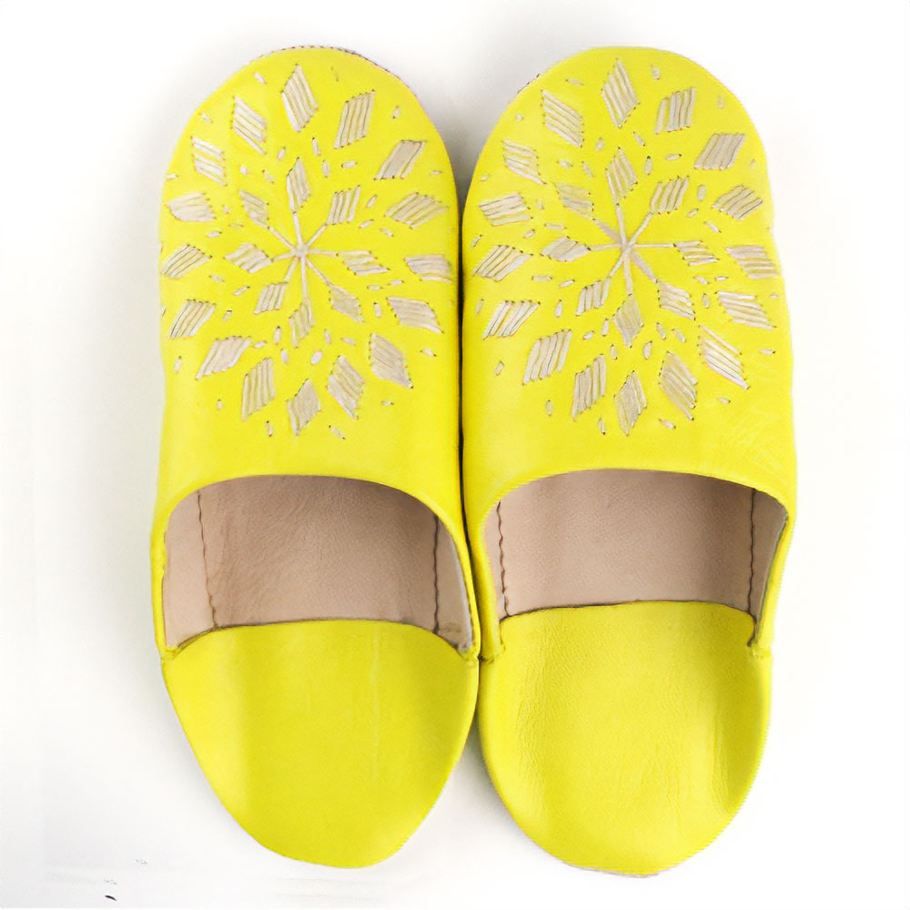 バブーシュ刺繍 S4黄x101ベージュ