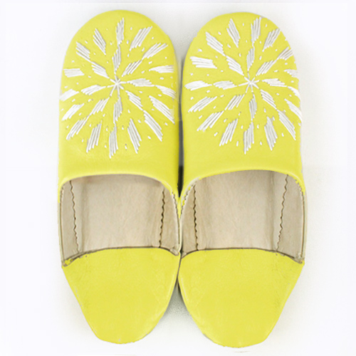 バブーシュ刺繍 S11レモンx000白