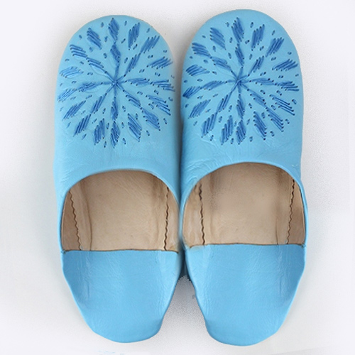 バブーシュ刺繍 S3水色x801水色