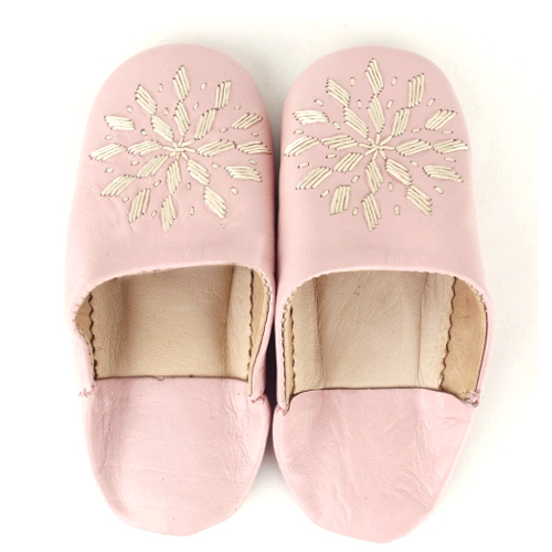 バブーシュ刺繍 子供用 ペールピンクx101ベージュ