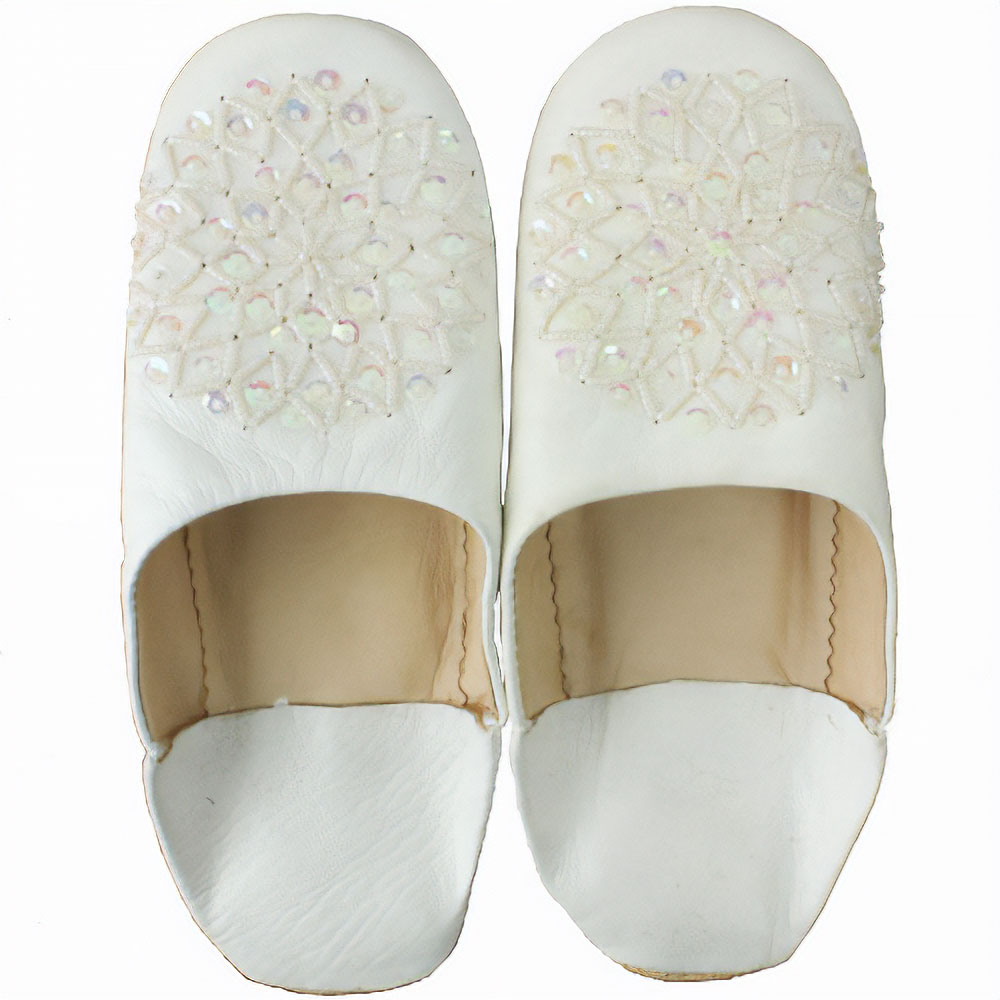 バブーシュ ビーズスパンコール S2白x白xオーロラ