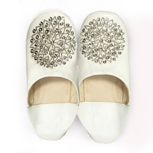 バブーシュ ビーズスパンコール S2白xシルバーxシルバー