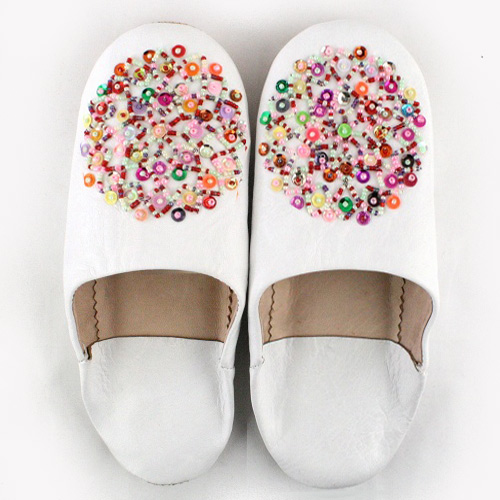 バブーシュ ビーズスパンコール S2白マルチ