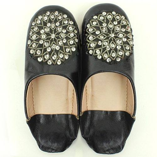 バブーシュ ビーズスパンコール S1黒xシルバーxシルバー