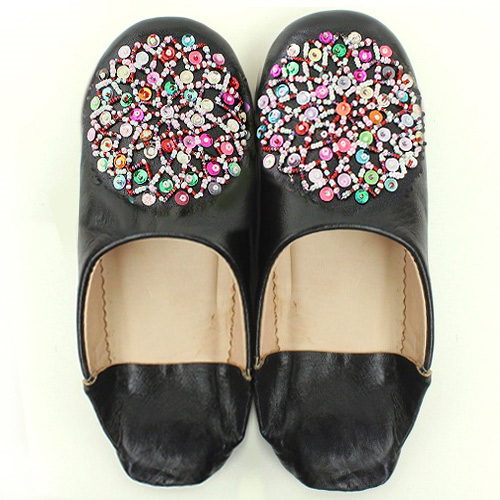 バブーシュ ビーズスパンコール S1黒マルチ