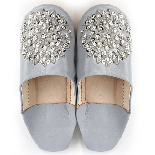 バブーシュ ビーズスパンコール F5ゆきぐもxシルバーxシルバー