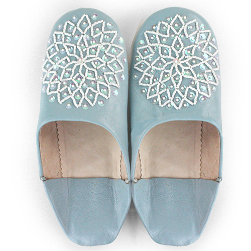 バブーシュ ビーズスパンコール F4しぐれx白xオーロラ