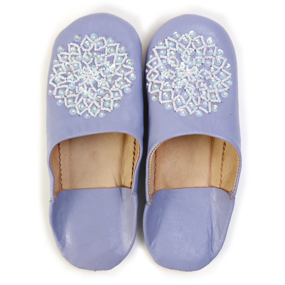 バブーシュ ビーズスパンコール S5ラベンダーx白xオーロラ