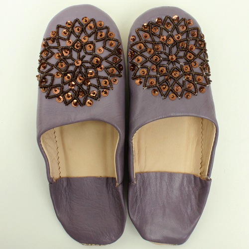 バブーシュ ビーズスパンコール F6あけびx茶x茶