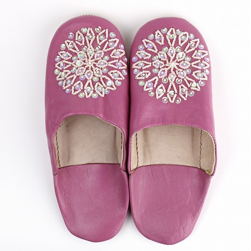 バブーシュ ビーズスパンコール F7ピンクxアイボリーxオーロラ