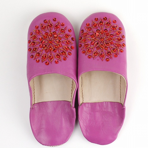 バブーシュ ビーズスパンコール F7ピンクx赤x赤