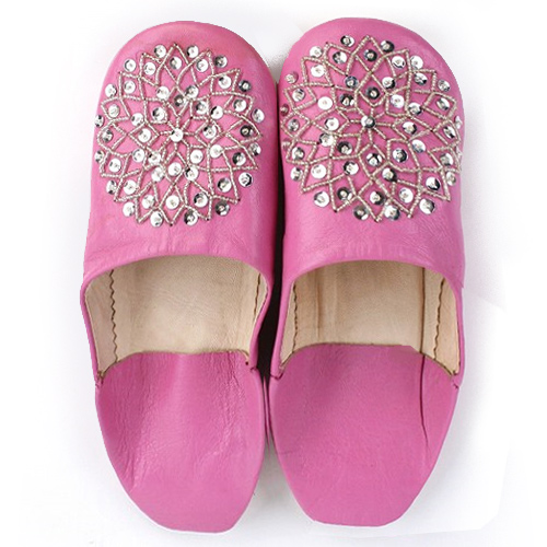 バブーシュ ビーズスパンコール F7ピンクxシルバーxシルバー