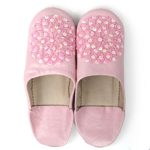 バブーシュ ビーズスパンコール S8薄ピンクx薄ピンクx薄ピンク