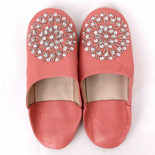 バブーシュ ビーズスパンコール 39 S26サーモンxシルバーxシルバー