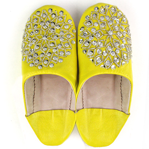 バブーシュ ビーズスパンコール S4黄xシルバーxシルバー