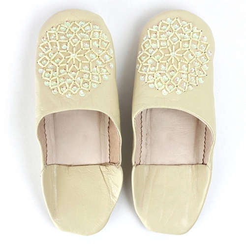 バブーシュ ビーズスパンコール S20クリームxクリームxクリーム