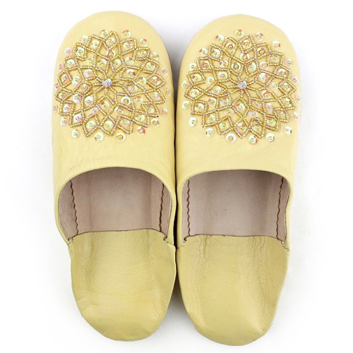 バブーシュ ビーズスパンコール S20クリームxクリームxオーロラ