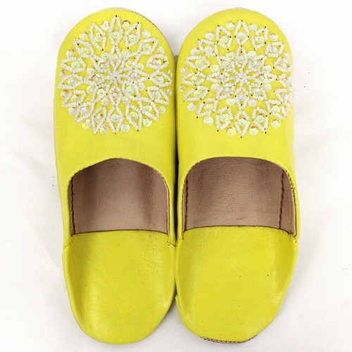 バブーシュ ビーズスパンコール S11レモンx白xオーロラ