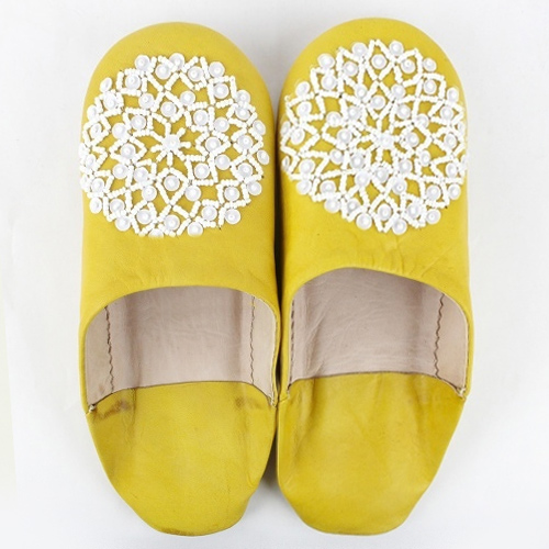 バブーシュ ビーズスパンコール S13黄 粉x白x白