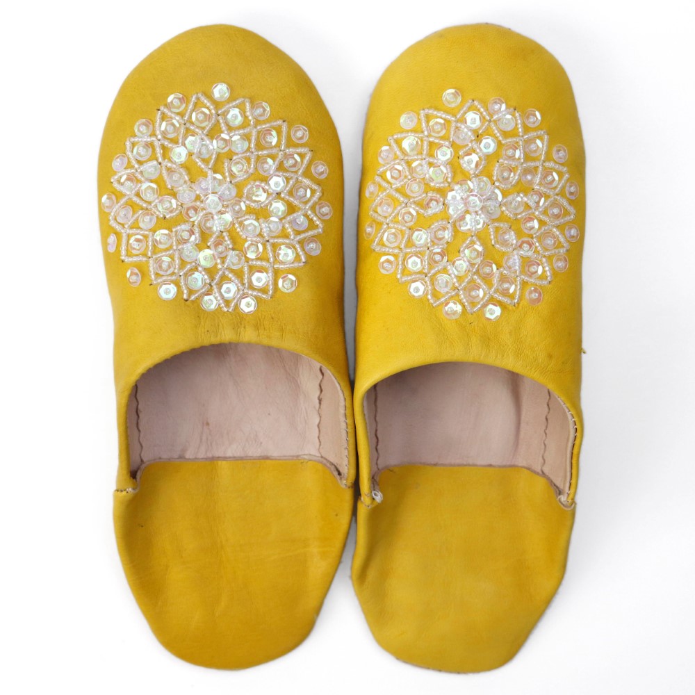 バブーシュ ビーズスパンコール S13黄粉xクリアxオーロラ